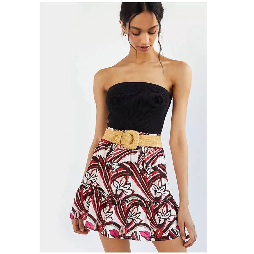 Anthropologie Floral A-Line Mini Skirt Size XS  EUC